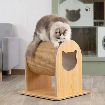 Каркас для лазания с кошачьим гнездом из сизаля, игрушка для кошек из цельного дерева