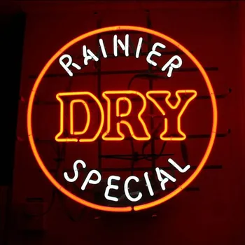 Rainier Dry Special Beer Неоновая Вывеска Бара Ручной Работы Из Настоящего Стеклянного Тубуса Магазин Фирмы Рекламирует Декор Комнаты Дисплей Неоновой Лампы 17 