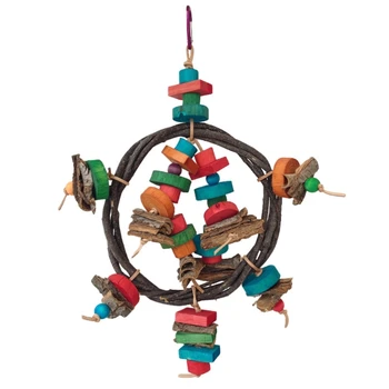 Игрушка для жевания Птичьей клетки Деревянный блок-головоломка Попугаи Качели Игрушка Неразлучники Рвущаяся игрушка 594C