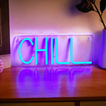Chi-buy LED Neon CHILL Неоновые вывески с питанием от USB, ночник, 3D Настенное искусство и декор для игровой комнаты, спальни, гостиной, Вывески для ламп