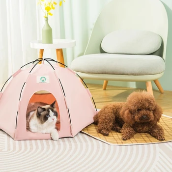 Палатка для домашних животных, Портативный Съемный Легкий вигвам, Питомники для щенков и кошек в помещении и на открытом воздухе с дышащим Сетчатым окном B03E