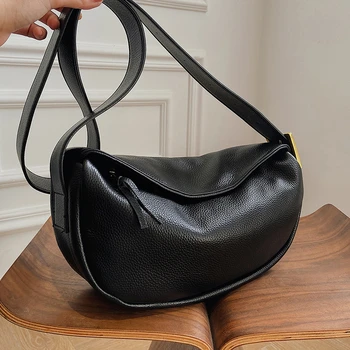 Сумки через плечо из 100% натуральной кожи, женская сумка, модные женские сумки Half Moon, дизайнерская роскошная брендовая женская сумка-мессенджер Sac