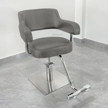 Парикмахерское кресло из искусственной кожи для салонной мебели, Парикмахерские стулья для завивки, дизайнерская спинка, Салонное парикмахерское кресло