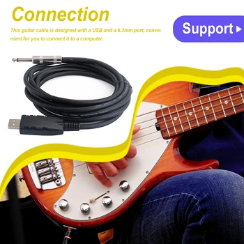 Гитарный кабель 6 мм, Электронное внешнее соединение, Замена аудиокабеля, Портативная запасная часть для домашнего использования