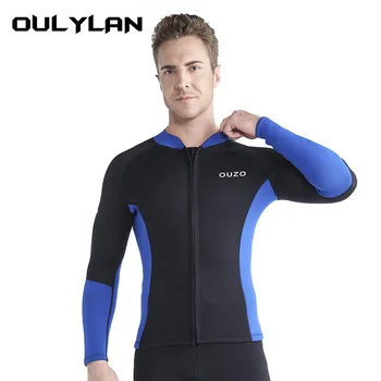 Oulylan 1,5 мм Куртка для серфинга, водные виды спорта, теплый эластичный неопреновый гидрокостюм, мужской раздельный топ для плавания с длинным рукавом, топ для подводного плавания, топ для дайвинга