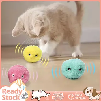 Интерактивный мяч, умные игрушки для кошек, плюшевая электрическая игрушка для дрессировки кошачьей мяты, котенок, игрушка для домашних животных с сенсорным звуком, игрушечный мяч с писком