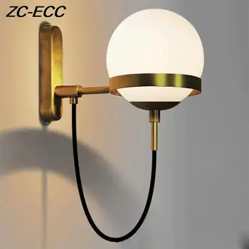 Современный светодиодный настенный светильник Стеклянная шаровая лампа Для прихожей, прохода по лестнице, бра E27 для гостиной, спальни, Ванной комнаты, зеркала Рядом С настенным светильником