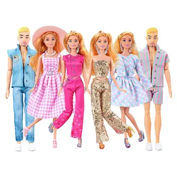 Kawaii Items Fashion 4 Стиля Женского Платья + 2 Стиля Мужской Одежды Для Куклы Кен Быстрая Доставка Аксессуары Для Игры Barbie DIY