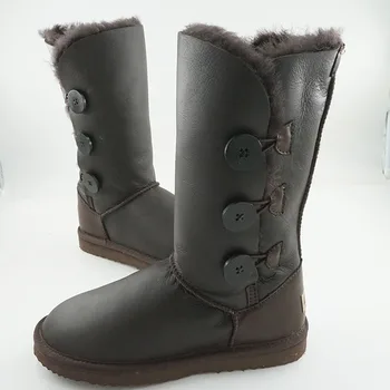 2023 Новые модные зимние ботинки из овчины в форме пуговицы, зимние ботинки из натурального меха, водонепроницаемые теплые женские ботинки из толстой шерсти
