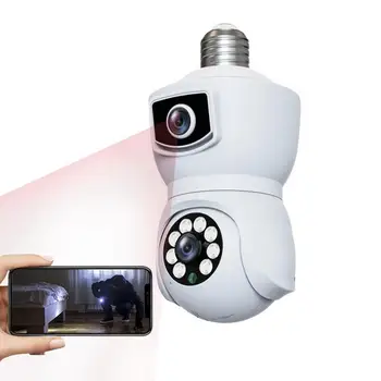 Камера с лампочкой, беспроводная камера безопасности, 360-дюймовая Wifi-камера 2,4 ГГц с ночным видением и двусторонним звуком, 2-мегапиксельная камера с двумя объективами