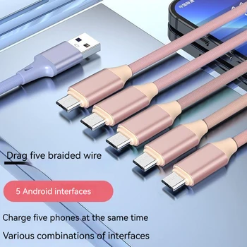 Многофункциональный USB-кабель 5 в 1, кабель для зарядки C, кабель для зарядки Micro USB, кабель для Samsung Lightning, кабель для передачи данных