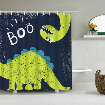Милый Динозавр Забавная занавеска для душа и ванной Водонепроницаемая Мультяшная ткань с динозаврами Пастельных тонов Занавески для двери туалета и ванны для ванной