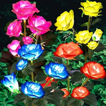Декоративная имитация уличного цветочного освещения виллы, домашней лампы, газона, водонепроницаемого солнечного сада, розы, забора, ландшафтного светового цветка