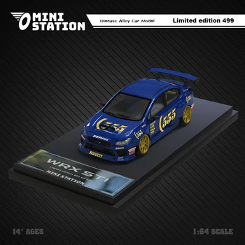 Mini Station 1: 64 WRX STi Rally 555 Ливрея Синяя, отлитая под давлением модель автомобиля